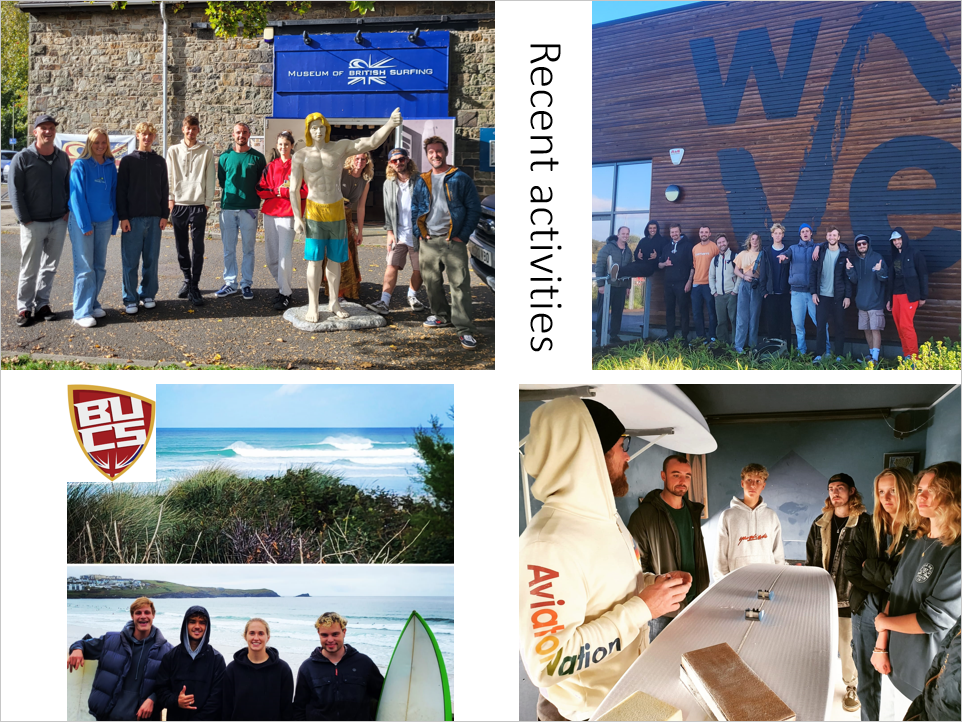 Several pictures of student highlights surf science.
