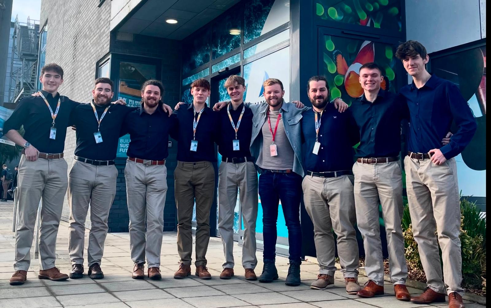 Students stood outside Falmouth Marine School
